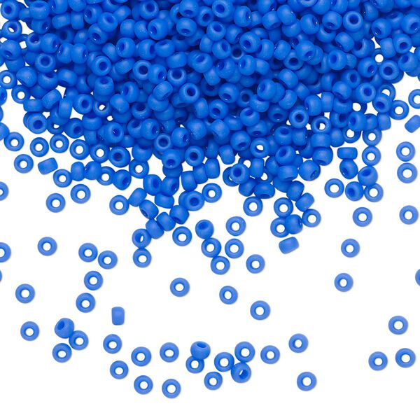 Seed bead, Miyuki, glass, pkg/250g, #11 rocaille, opaque matte cyan blue, (RR-417F). image number 0