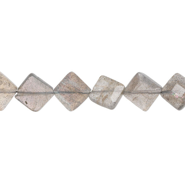 Bead, labradorite (natural), 9-12mm hand-cut faceted diamond, B- grade, Mohs hardness 6 to 6-1/2. Sold per 8-inch strand. image number 0