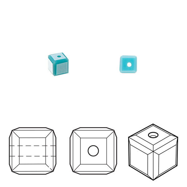 Bead 12pk turquoise, Crystal Passions® 4mm cube 5601 image number 0