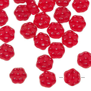 Czech pressed glass 1pkg50, flower bead transparent ruby red 8.5mm