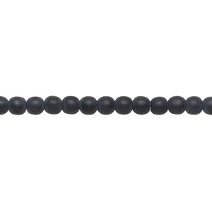Bead, Preciosa, Czech glass druk, opaque matte black, 4mm round. Sold per 15-1/2" to 16" strand.