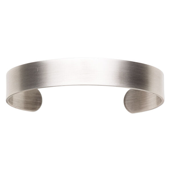Bracelet component, cuff, antique silver-plated steel, 1/2 inch wide, adjustable from 7-1/2 to 8 inches. Sold individually. image number 0