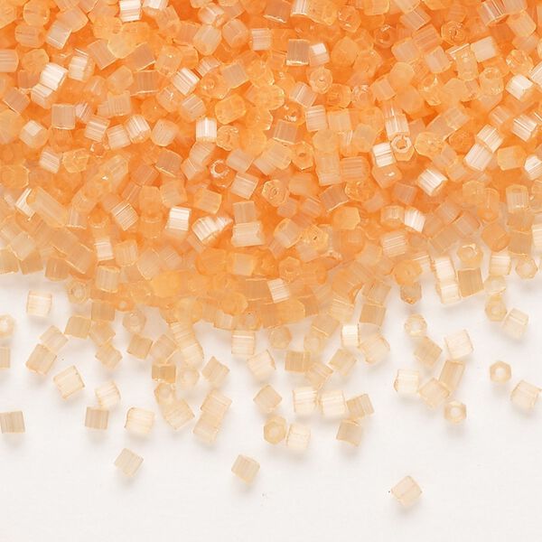 Seed bead, Preciosa Ornela Czech glass, pkg/500g, #11 2-cut hex, translucent solgel dyed satin peach, (05184). image number 0