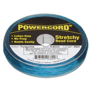 Cord, Powercord&reg;, elastic, turquoise, 0.8mm, 8.5-pound test. Sold per 25-meter spool.