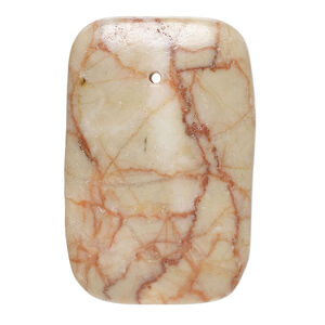 Redline marble 1pkg1, top-drilled domed rectangle flatback focal, 45x30mm-46x31mm