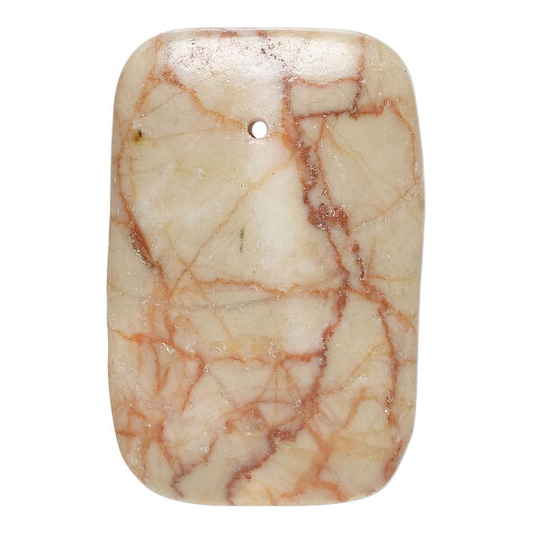 Redline marble 1pkg1, top-drilled domed rectangle flatback focal, 45x30mm-46x31mm image number 0