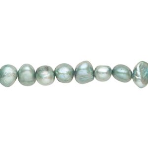 Pearl, cultured freshwater (dyed), avocado, 5-6mm flat-sided potato with 0.4-0.6mm hole, D grade, Mohs hardness 2-1/2 to 4. Sold per 15-inch strand.