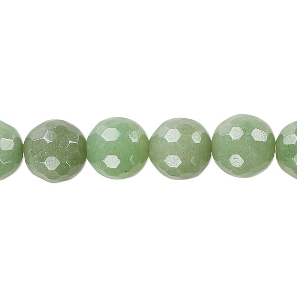 Bead 1pkg1 green aventurine, 10mm faceted round B grade, 15.5-16 inch natural light to medium image number 0