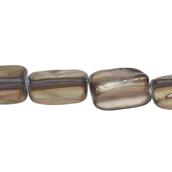 Mother-of-pearl shell 1pkg1, stick bead 15 inch dark taupe 14x7mm-15x10mm image number 0