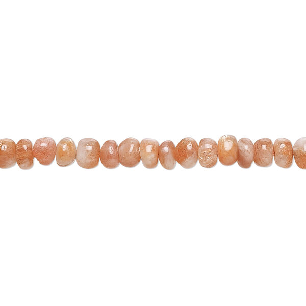 Bead, sunstone (natural), light to medium, 4x2mm-5x4mm hand-cut rondelle with 0.4-1.4mm hole, C grade, Mohs hardness 6 to 6-1/2. Sold per 13-inch strand. image number 0