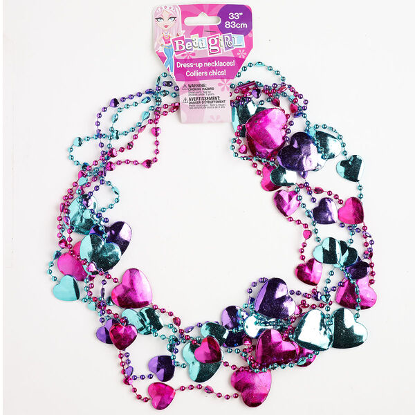 Plastic 1pkg5, heart necklace assortment pink / purple / teal 32 inch 7x6mm / 20x19mm / 30x28mm image number 0
