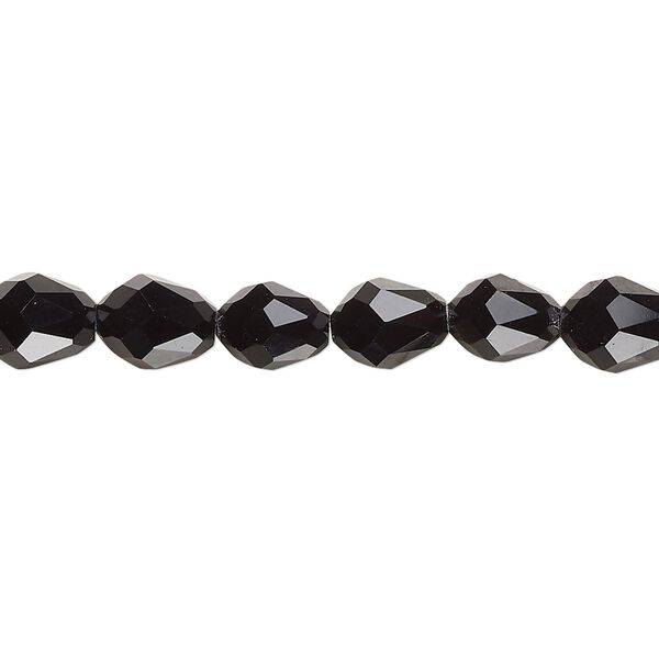 Bead Celestial Crystal® 1pkg60, 8x6mm teardrop / 66 facets, opaque black image number 0