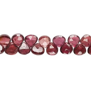Rhodolite garnet 1pkg1, hand-cut top-drilled faceted puffed teardrop bead natural 8 inch 5-6mm