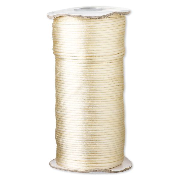 Cord, Satinique™, satin, light beige, 2mm regular. Sold per 400-foot spool. image number 0