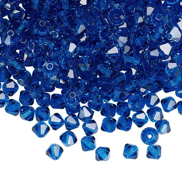 Bead 48pk Capri blue, Preciosa Czech crystal 4mm bicone image number 0