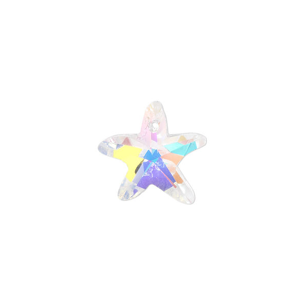 Drop 4pk clear AB, Celestial Crystal® 15x14mm hand-cut starfish image number 0