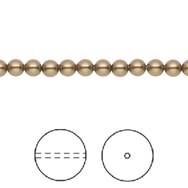 Pearl 500pk antique brass, Swarovski® 4mm round 5810 image number 0