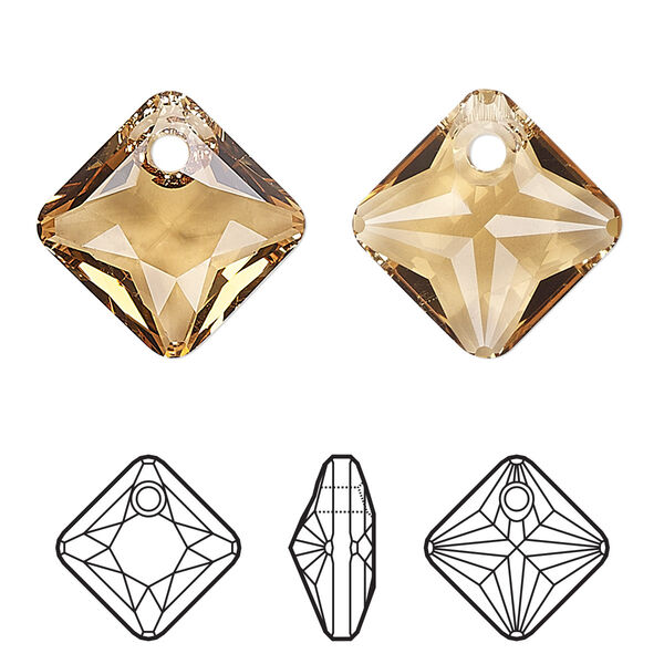 Drop 4pk light Colorado topaz, Crystal Passions® 9mm pendant princess cut 6431 image number 0