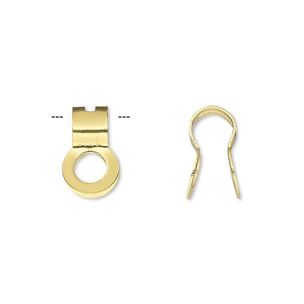Ball chain connector, gold-finished steel, 13x8mm, fits 4.5mm ball chain. Sold per pkg of 10. image number 0