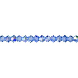 Bead 1pk transparent light blue AB, Celestial Crystal® 4mm bicone 15.5-16 inch