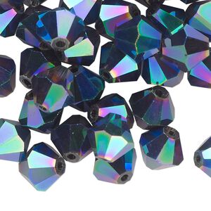 Bead 48pk crystal peacock shadow, Celestial Crystal® 10mm bicone