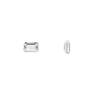White topaz 1pkg2, hand-cut faceted emerald-cut gem natural 6x4mm