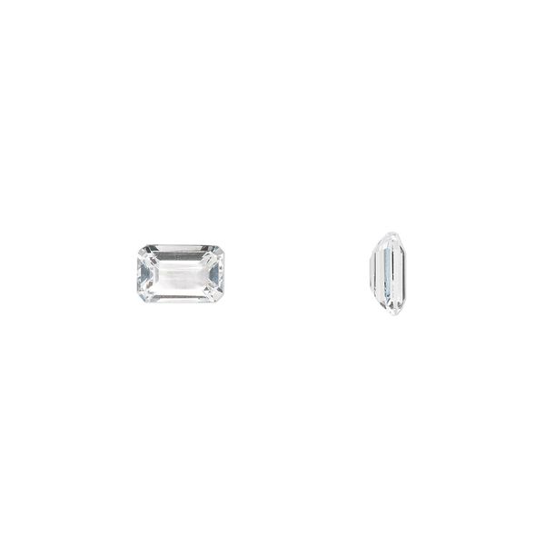 White topaz 1pkg2, hand-cut faceted emerald-cut gem natural 6x4mm image number 0