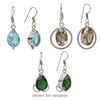 Earring mix 1pkg6, glass with silver- and antique silver-finished brass, mixed colors, 1-1/4 inch to 1-3/4 inch oval and teardrop with fishhook ear wire. 3 pairs. image number 3