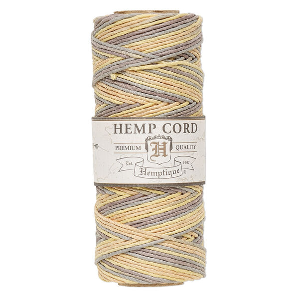 Cord, Hemptique®, polished hemp, variegated harvest, 1mm diameter, 20-pound test. Sold per 205-foot spool. image number 0