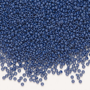 Seed bead, Miyuki 1pkg250g, glass, #15 rocaille, opaque matte glazed luster royal blue (RR-2039)