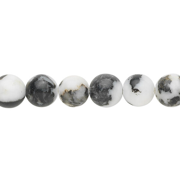 Bead, zebra "jasper" (onyx marble) (natural), 8mm round, B grade, Mohs hardness 3. Sold per 15-1/2" to 16" strand. image number 0
