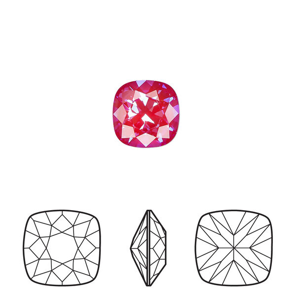 Fancy stone 2pk crystal royal red DeLite, Crystal Passions® 10mm cushion 4470 image number 0