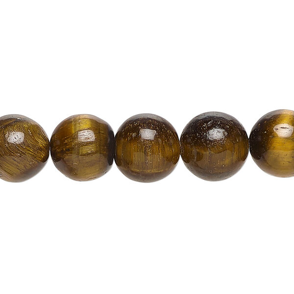 Bead, tigereye (natural), 10-11mm round, C grade, Mohs hardness 7. Sold per 8-inch strand, approximately 20 beads. image number 0
