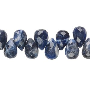 Sodalite 1pkg1, top-drilled faceted briolette bead natural 8 inch 8x6mm-12x8mm