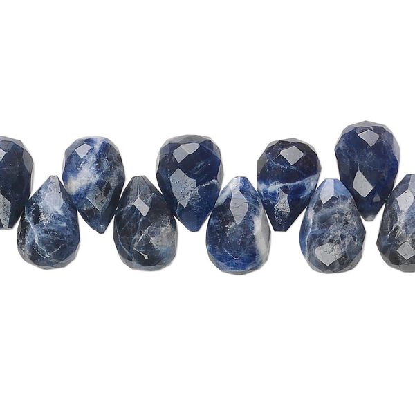 Sodalite 1pkg1, top-drilled faceted briolette bead natural 8 inch 8x6mm-12x8mm image number 0