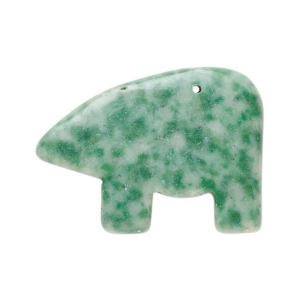 Ching hai "jade" 1pkg1, top-drilled and half-drilled Zuni-style bear focal natural, 28x20mm-33x25mm image number 1