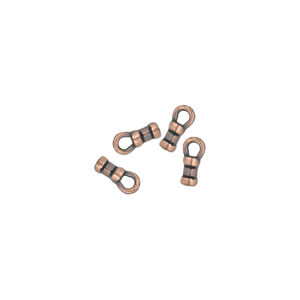Crimp end 1pkg4 copper-plated pewter, 4x2mm tube / loop / 1mm inside diameter, antiqued / JBB Findings
