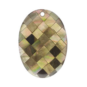 Black lip shell / gold lip shell / mother-of-pearl shell 1pkg1, top-drilled 1sided flat oval focal 35x25mm
