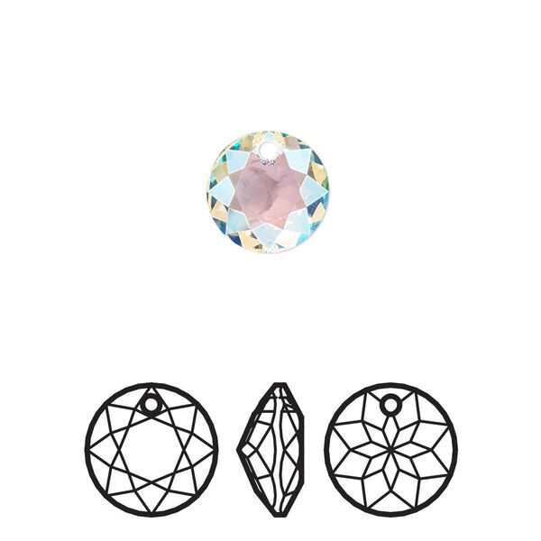 Drop 48pk crystal shimmer, Swarovski® 10mm pendant classic cut 6430 image number 0
