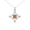 Carnelian / sterling silver 1pkg1, open beaded diamond drop antiqued 17x17mm image number 0