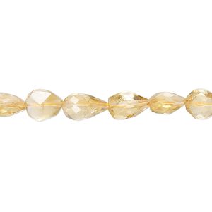 Golden citrine 1pkg1, hand-cut faceted puffed teardrop bead 15 inch 7x5mm-11x6mm