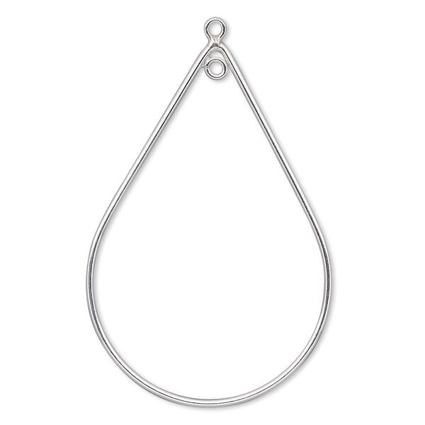 Focal, sterling silver-filled, 40x27mm open teardrop with 2 loops. Sold individually. image number 0