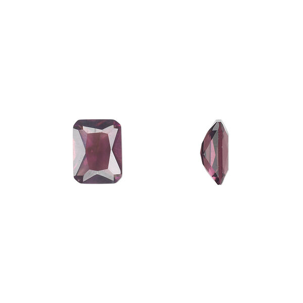 Gem, cubic zirconia, alexandrite purple, 8x6mm faceted emerald-cut, Mohs hardness 8-1/2. Sold per pkg of 2. image number 0