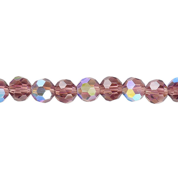 Bead 1pk 32 facets translucent amethyst purple AB, Celestial Crystal® 6mm round 15.5-16 inch image number 0