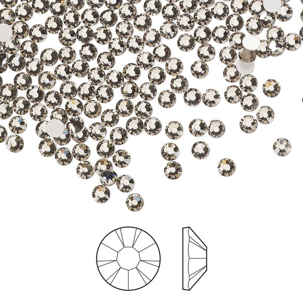Flat back 1440pk black diamond foil back, Preciosa MAXIMA Czech crystal rhinestone 2.5-2.7mm chaton rose round SS9 image number 0