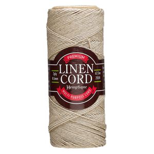 Cord, Hemptique®, linen, natural, 0.5mm 2-ply, 10-pound test. Sold per 205-foot spool.