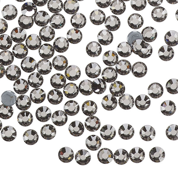 Flat back, Dance With Me™ crystal hotfix rhinestone, black diamond, foil back, 3.8-4mm rose, SS16. Sold per pkg of 144 (1 gross). image number 0