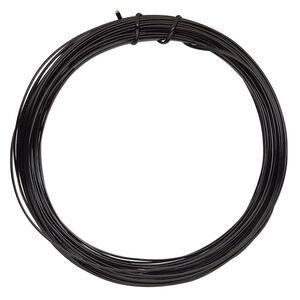 Wire, ParaWire™, black enamel copper, half-round, 18 gauge. Sold per 7-yard section.