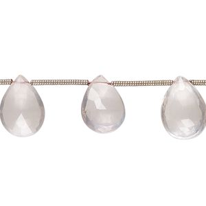Rose quartz 1pkg13, hand-cut top-drilled faceted puffed teardrop bead natural 11x9mm-14x11mm