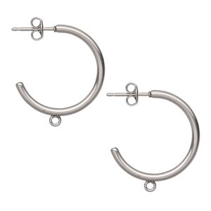 Earring hoop 1pkg10, 23mm 0.75 round / closed loop / earnuts, 20 gauge stainless steel 5 pair